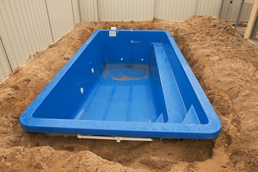 unfinished small fiberglass pool